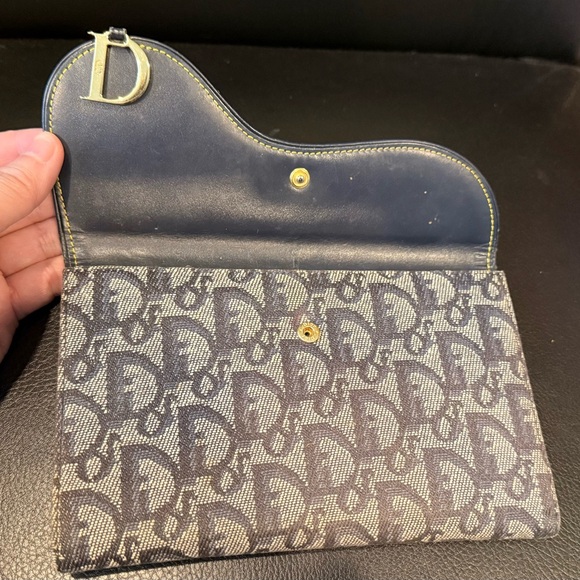 Christian Dior Trotter Saddle Denim Canvas Gray Long Wallet - Picture 4 of 7